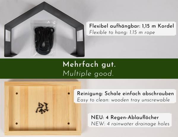 Vogelhaus cibarium3 Schwarz - Edelstahl - 20 x 14 x 14 cm