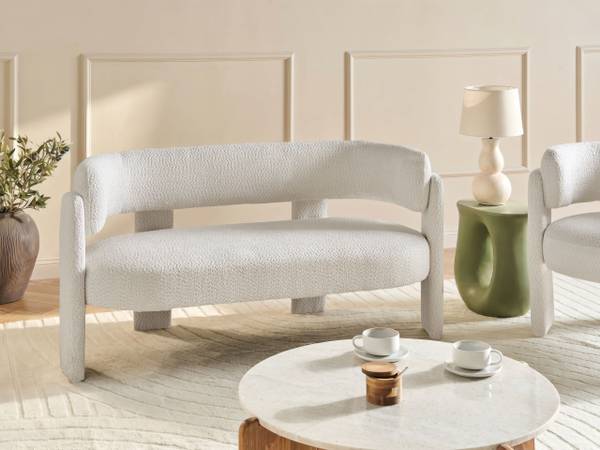 2-Sitzer Sofa BUREA Weiß - Textil - 148 x 75 x 67 cm
