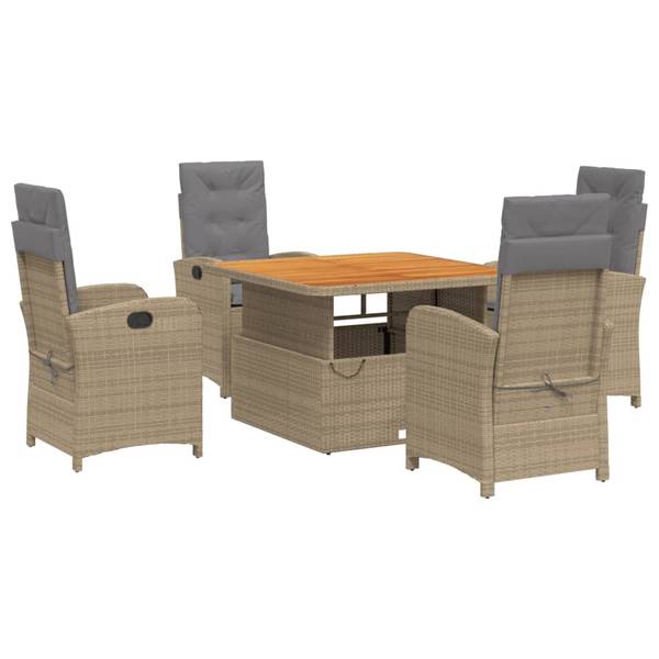 Garten-Essgruppe 3037781-1 (5-teilig) Beige - Polyester - Akazie - Stahl - 110 x 71 x 110 cm
