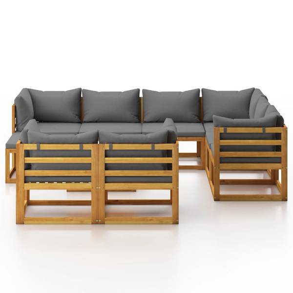 Garten-Lounge-Set 3009697-23 10-teilig Grau - Polyester - Akazie - 68 x 29 x 68 cm