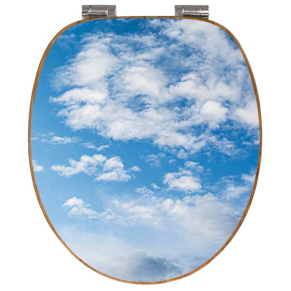 WC-Sitz mit Absenkautomatik Wolken 1 Blau - Bambus - Holzwerkstoff - 38 x 5 x 49 cm