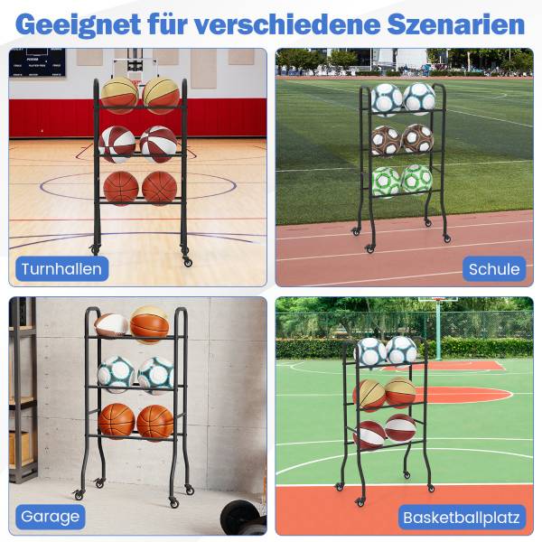 3-stufiges Ballständer 95038471 Schwarz - Metall - 52 x 110 x 37 cm