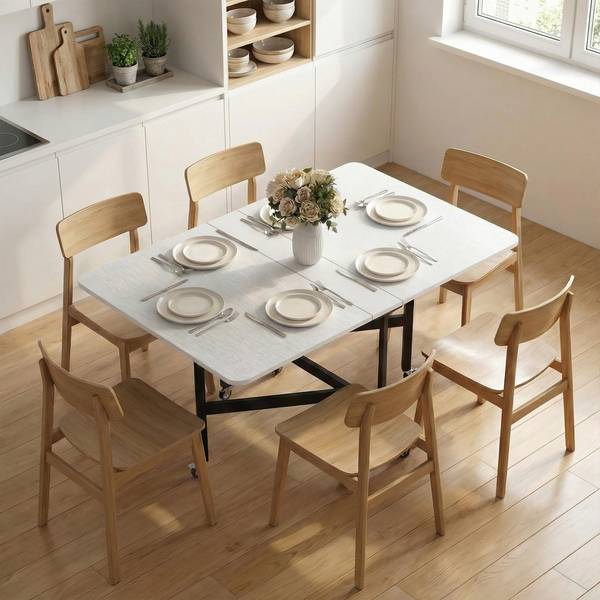 Klappbarer Esstisch 049V81WT Weiß - Metall - 120 x 73 x 80 cm