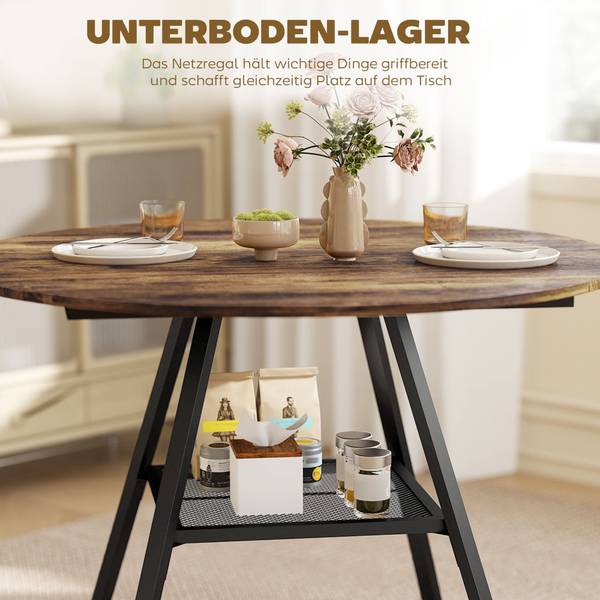 Eettafel 83A-478V00RB bruin - plaatmateriaal op houtbasis - 100 x 76 x 100 cm