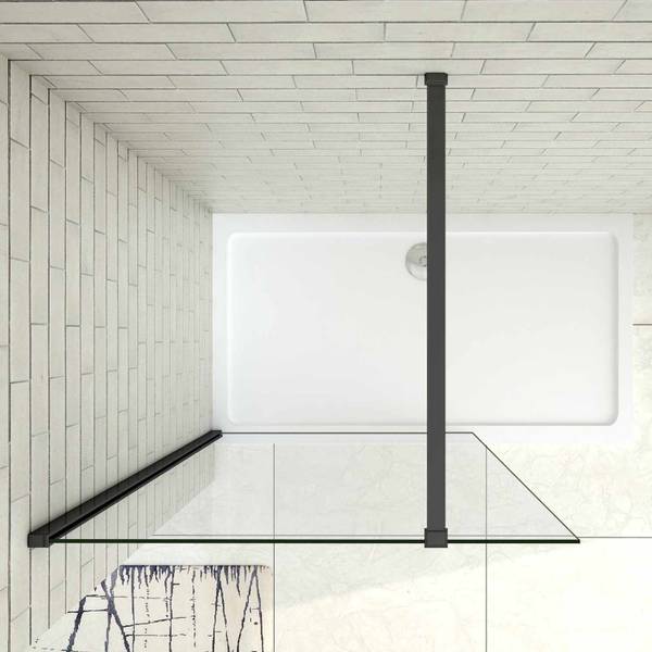 schwarze Duschwand Walk-In Schwarz - Sicherheitsglas - 30 x 200 x 1 cm