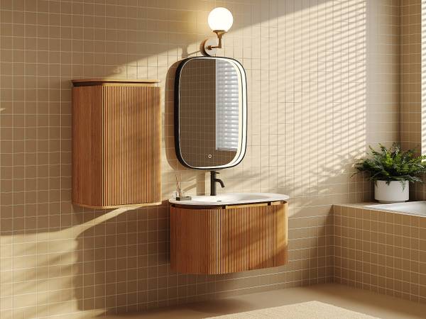 Badschrank LILIKO Beige - Holz teilmassiv - 50 x 80 x 35 cm