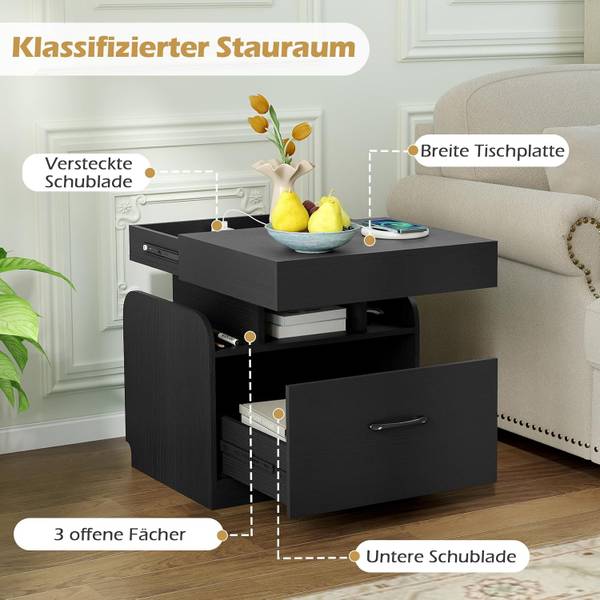 Nachttisch TG33280 Schwarz - Holzwerkstoff - 40 x 55 x 50 cm
