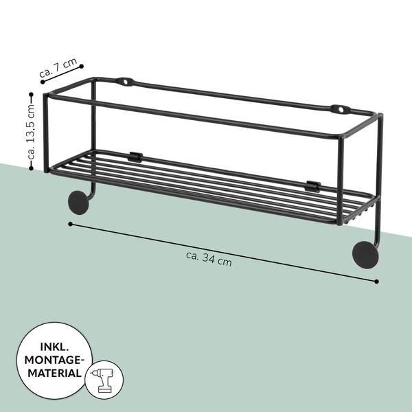 Gewürzwandablage 44044 Schwarz - Metall - 29 x 10 x 13 cm