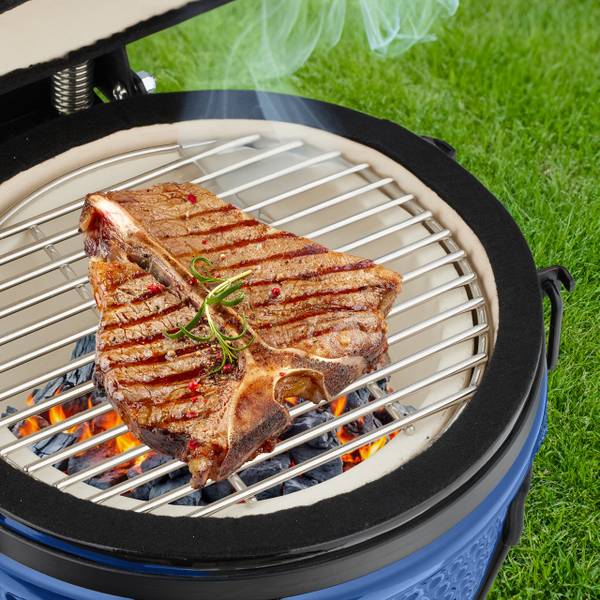 Kamado Grill aus Keramik Schwarz - Blau