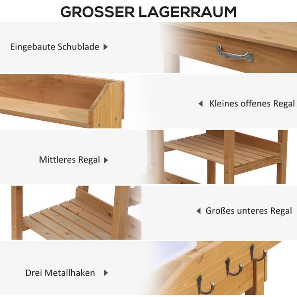 Pflanztisch 845-170 Braun - Massivholz - 45 x 121 x 117 cm