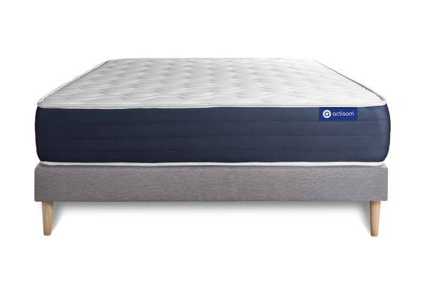 Bettgestell und Matratze Actimemo sleep Grau - Massivholz - 135 x 51 x 190 cm