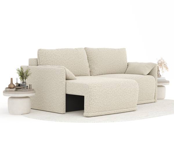 Schlafsofa mit Ecksofa Funktion Nappa Beige