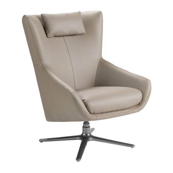 Drehbarer Sessel 5044 Grau - Strukturstoff - Flachgewebe - Kunstleder - Edelstahl - 76 x 100 x 90 cm