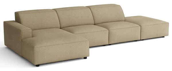 Ecksofa Sellmo Mokka - Ecke davorstehend links - Ottomane davorstehend links