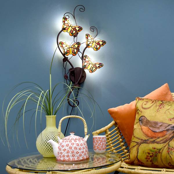 Wandleuchte Tiffany Grayson Gelb - Metall - 8 x 68 x 32 cm