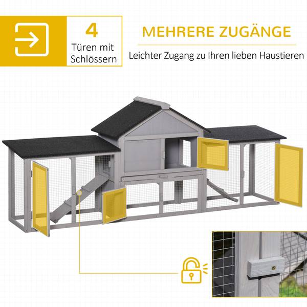 Kleintierstall D51-103GY Grau - Massivholz - 46 x 85 x 210 cm