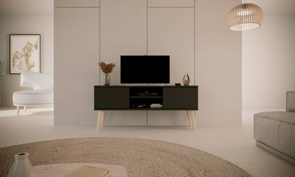 TV-Lowboard Micky Schwarz - Eiche - 120 x 56 x 35 cm
