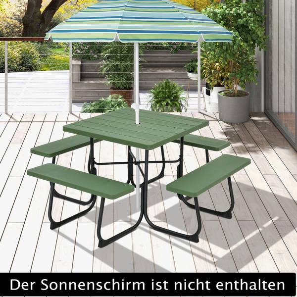 Picknicktisch ZB33487XE+DE Grün - Metall - 170 x 76 x 170 cm