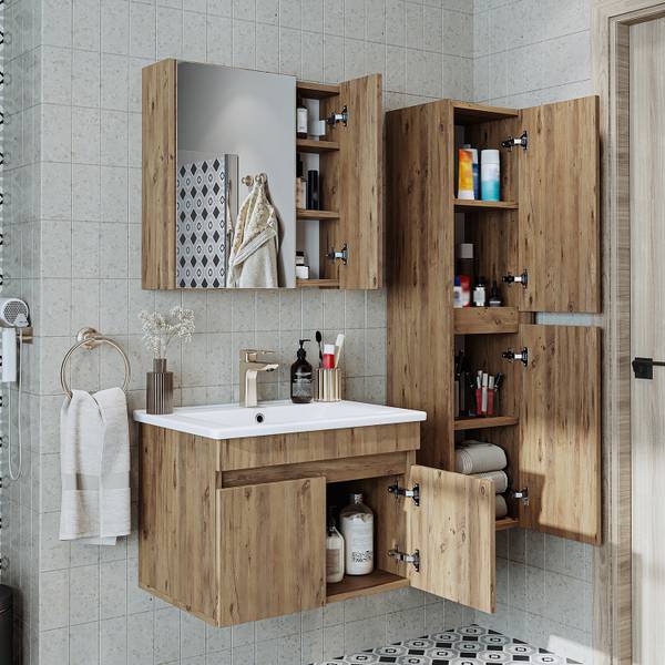 Badmöbel Set ATRIA-65 4-teilig Eiche Antik Dekor