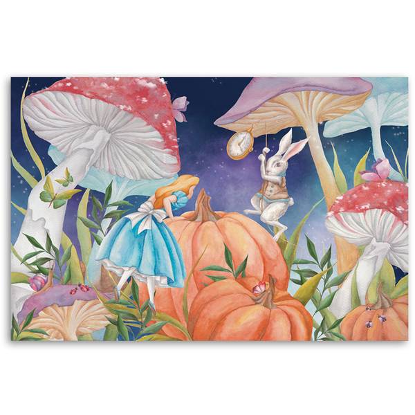 Wandbild die kleine alice im wunderland 90 x 60 cm