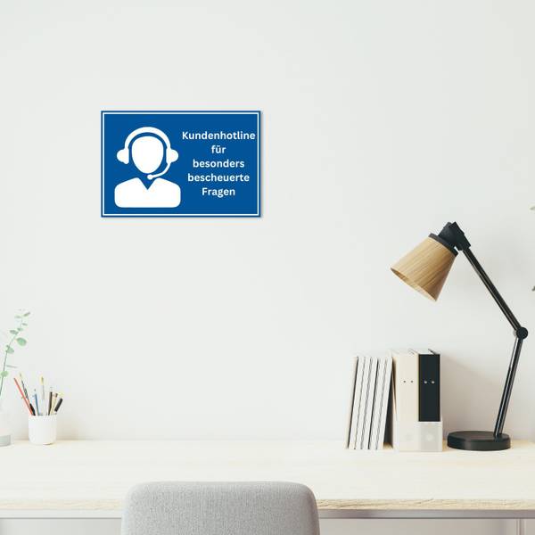 Sprücheschild "Kundenhotline" Blau - Kunststoff - 30 x 1 x 20 cm