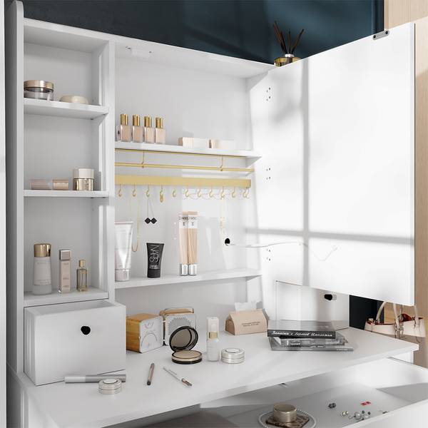 Kaptafel Livora 53023 wit - plaatmateriaal op houtbasis - 106 x 147 x 40 cm