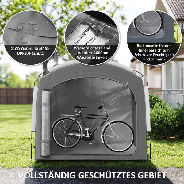 Fahrradgarage 84C-649V00CG Grau - Textil - 150 x 195 x 220 cm