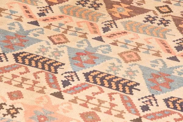 Handgewebt Kelimteppich Beige - Wolle - 108 x 1 x 195 cm