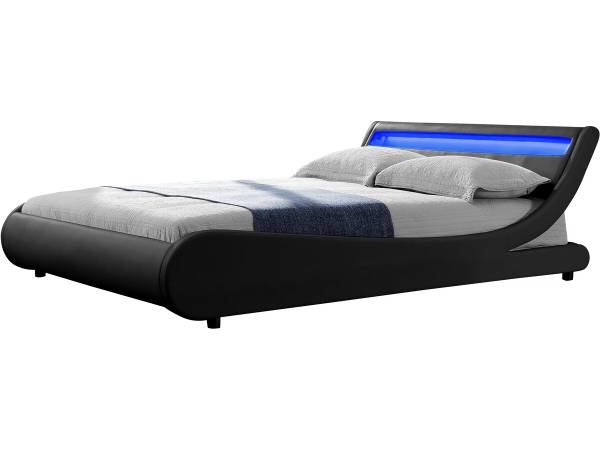 Bett natacha Schwarz - Massivholz - 167 x 102 x 222 cm