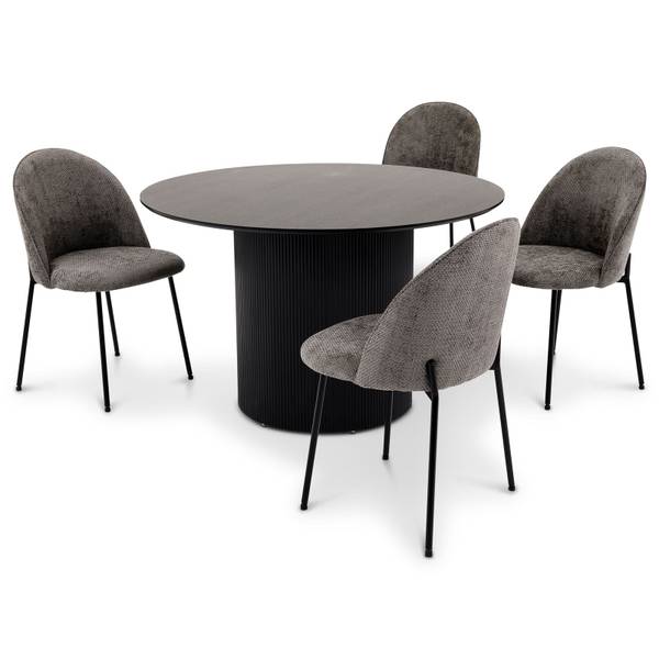 Essgruppe VIANNEY 5er Set Schwarz - Edelstahl - 120 x 75 x 120 cm