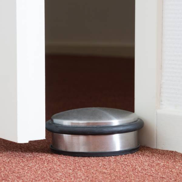 Edelstahl Türstopper im 4er Set Schwarz - Silber - Metall - Naturfaser - Kunststoff - 11 x 5 x 11 cm