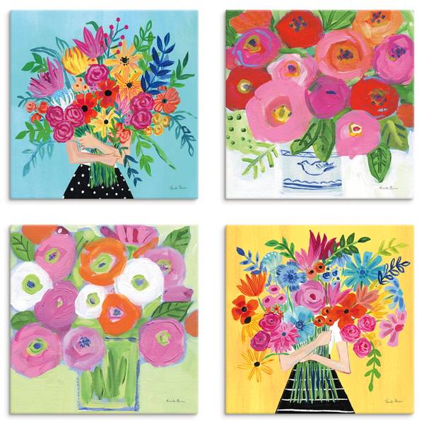Leinwandbilder Set 4tlg. Flowers 40 x 40 cm