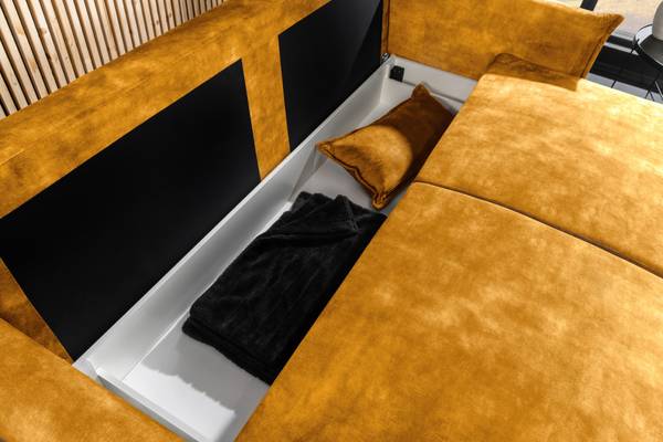 Schlafsofa APARTMENT mit Stauraum Senfgelb