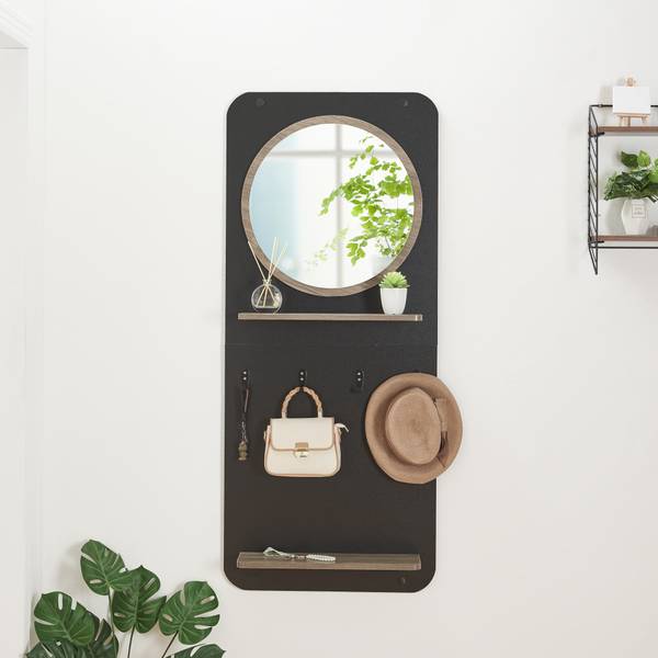 Flurgarderobe Helsinge Schwarz - Holzwerkstoff - Metall - 60 x 140 x 16 cm