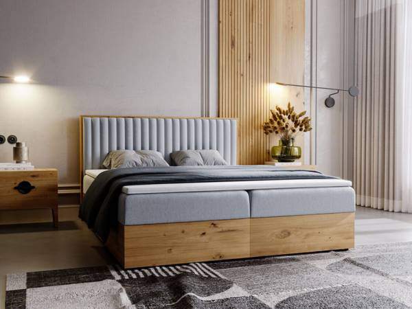 Boxspringbett FOREST Hellgrau - Liegefläche Breite: 180 cm