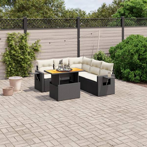 Garten Sofagarnitur 3037095-2 (6-teilig) Schwarz - Creme
