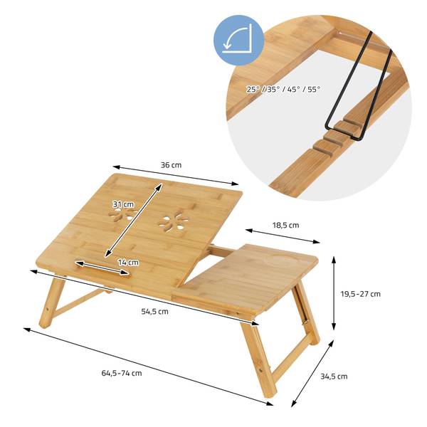 Laptoptisch Braun - Samt - 35 x 19 x 74 cm