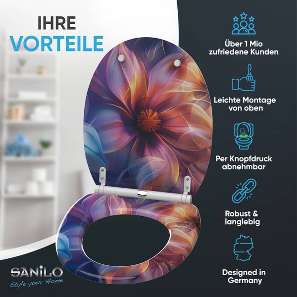 WC-Sitz Nuvana Blau - Orange - Violett - Holzwerkstoff - 38 x 6 x 48 cm