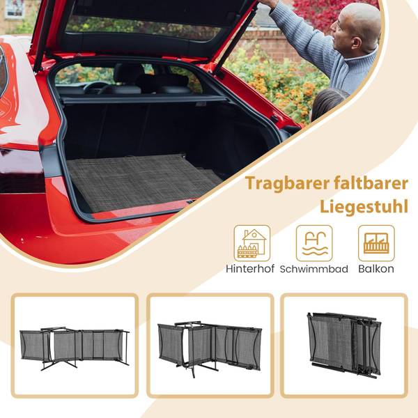 Sonnenliege ZB33519SD-4DE (2er Set) Grau - Metall - 64 x 102 x 189 cm