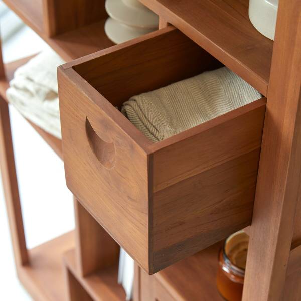 Bücherregal Alco Tipo Beige - Teakholz - 90 x 180 x 40 cm