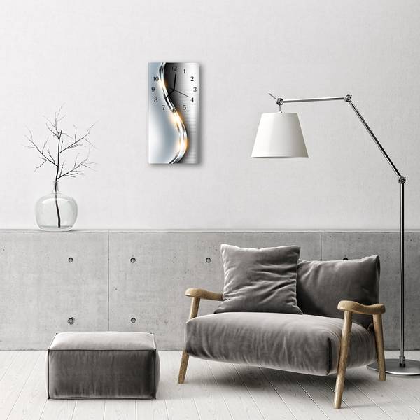 Wanduhr Curven Silber Silber - Glas - 30 x 60 x 1 cm