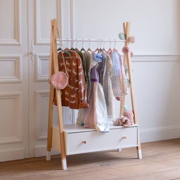 Kleiderschrank LOU Weiß - Naturfaser - 40 x 130 x 80 cm