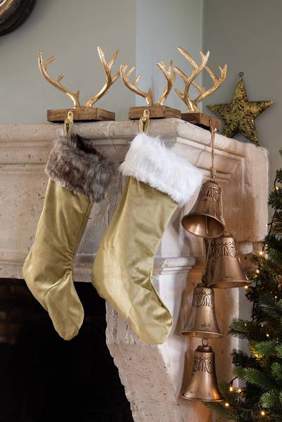 Weihnachtsstrumpfhalter Santa Coralie Gold - Metall - 13 x 21 x 21 cm