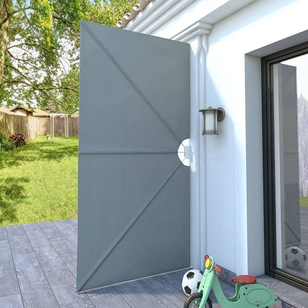 Faltbarer Terrassen-Seitenfächer 296075 Grau - Polyester - 150 x 1 x 300 cm