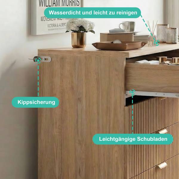 Sideboard SQOP01 Braun - Massivholz - 40 x 108 x 73 cm