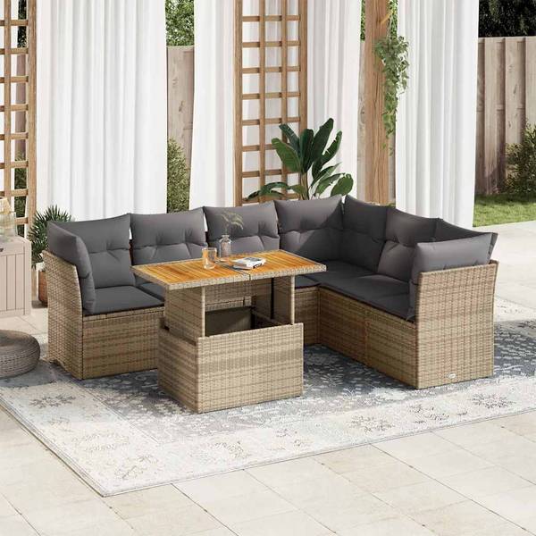 Tuin Bankstel 3036988-4 (7-delig) beige - grijs - staal - 62 x 69 x 62 cm