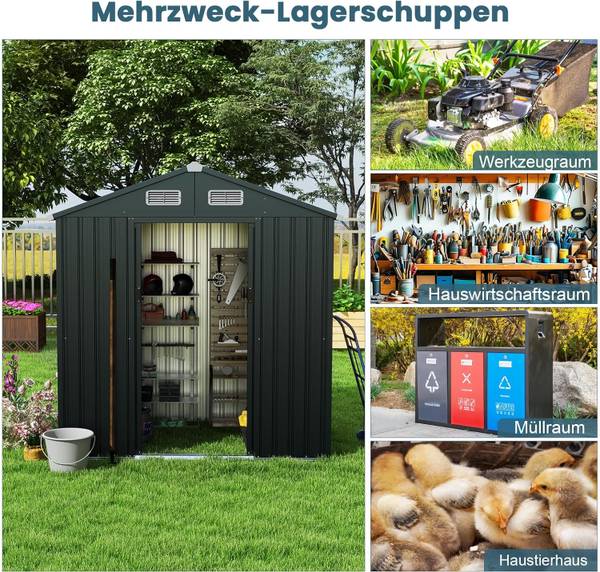 Gartenhaus SF6447SD+DE Schwarz - Metall - 129 x 197 x 182 cm