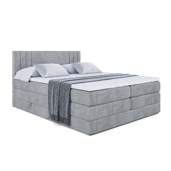 Boxspringbett IDRIKO KING Hellgrau - Breite: 200 cm