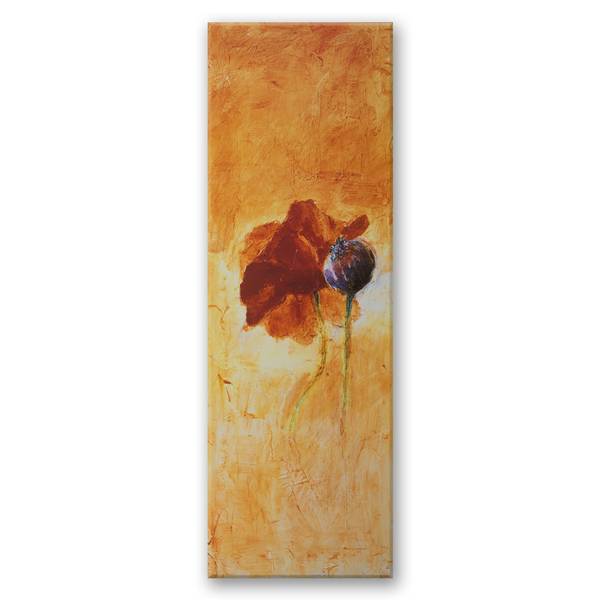 Tableau déco fleur de pavot peinte 40 x 120 cm