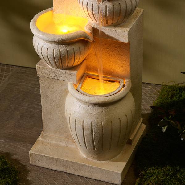 Garten Solar Brunnen FT1024NAS Beige - Harz - 24 x 72 x 29 cm